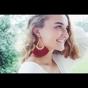 Red fan earrings